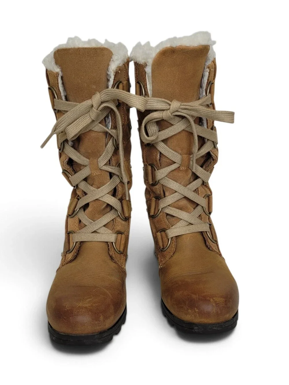 Sorel Emelie Lace Up Boots 7 Chestnut Brown